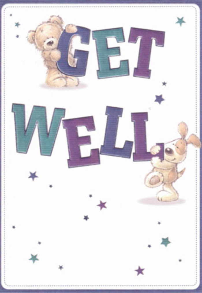 Here in Harrow, where community ties run deep, this get well card illustration unfolds like a gentle story of encouragement. Two dear friends-a softly textured teddy bear with warm honey hues and a floppy-eared puppy-are depicted sharing in the joyous act of passing hope from one to another. They interact playfully with the large, confident letters spelling 'Get Well', their rounded, shaded edges in purples and aquas anchoring the optimism of the design. Scattered stars, glowing in shades of indigo and teal, drift like good wishes across a welcoming white field, reminiscent of evening skies above Harrow's quiet neighbourhoods. The tactile illusion of fluffy fur and velvety ears is so vivid, one can imagine the tenderness in each illustration. Every element, from the expressive eyes to the lively composition, suggests the comforting touch of a caring florist arranging blooms for recovery. Sending this card alongside a bouquet from a local florist here in Harrow would lift any spirit, radiating kindness, gentleness, and the nurturing heart of our community.